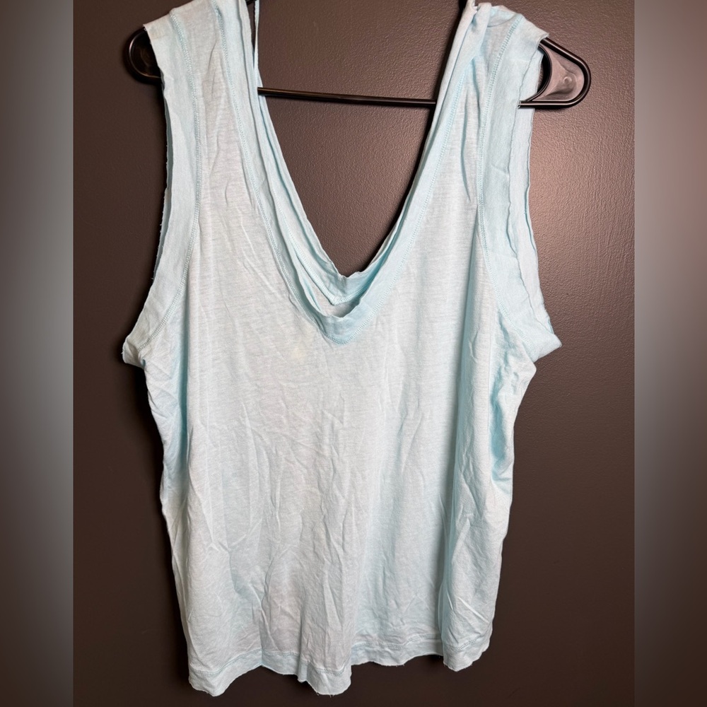 Free People Movement Tank Top Light Blue Knot Front Oversized Relaxed Fit Medium - Picture 5 of 7